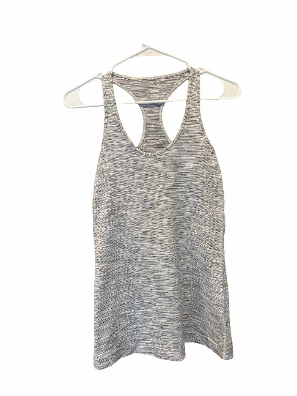 Lululemon Women's White and Gray Racerback Scoop Neck Tank Top Size 4